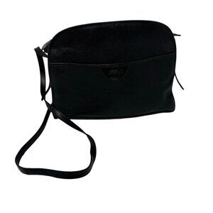 L.L. Bean Vintage Womens Black Pebbled Leather Crossbody Bag Purse